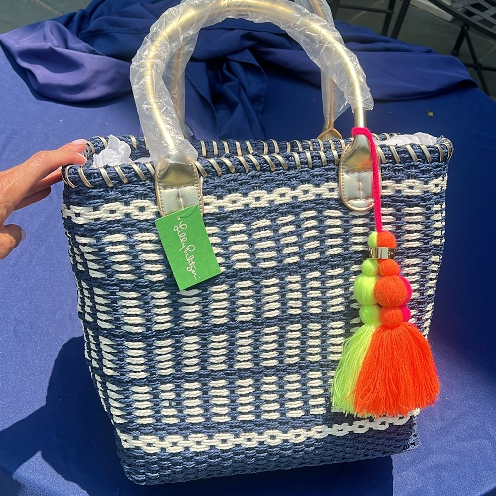 Lilly Pulitzer Coastal Straw Tote NWT 💙
